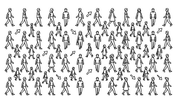 Large collection of various hand-drawn stick figures and human outlines.