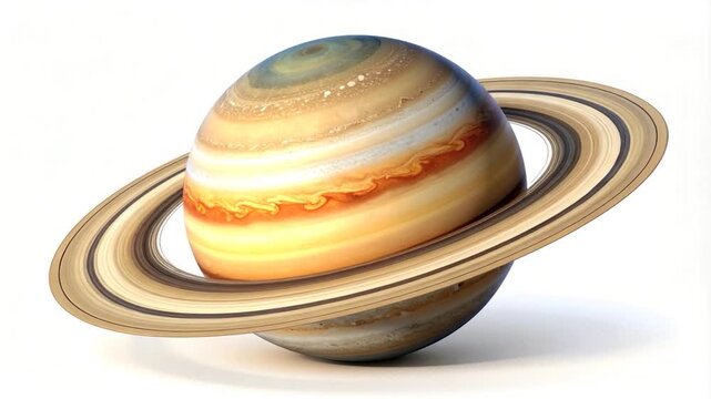 Ringed planet floats on white