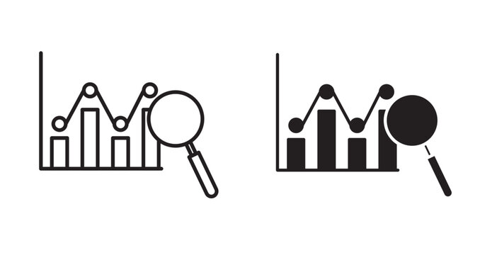 prediction analyst icon in black and fill stroke