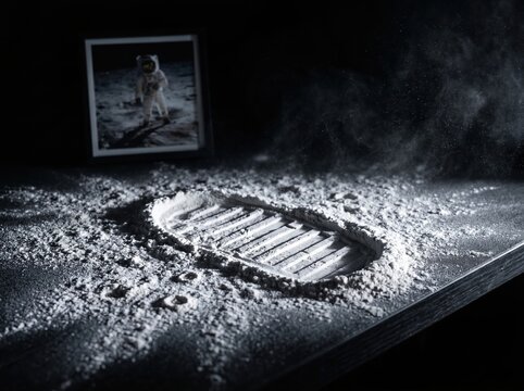 Symbolic Lunar Bootprint Recreation in Dust