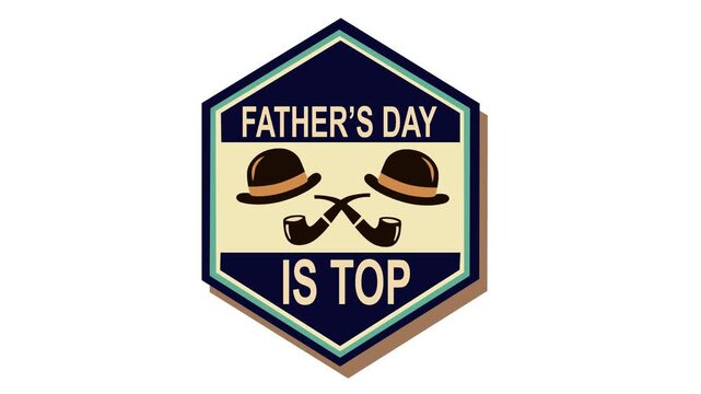 Stylish Father&rsquo;s Day footage featuring retro badge typography with classic hat and pipe symbols. Perfect for holiday greetings, family celebrations, promotions, social media, and tribute videos.