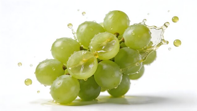 Green grapes with water splash