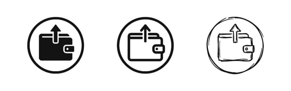 Wallet with Arrow Out Icon Set for Payout and Money Transfer