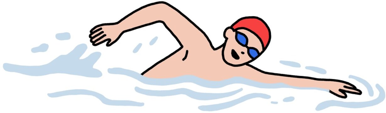 A man swimming freestyle in the water