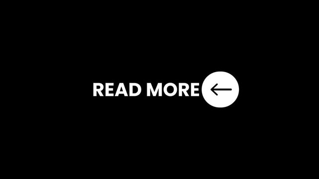 Read more button with arrow icon animation isolated on black background