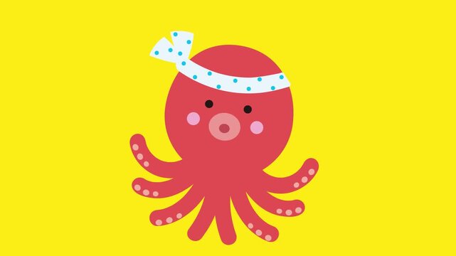かわいいタコが疑問に思うアニメーション