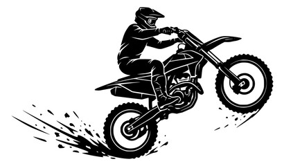 Motocross rider wheelie black silhouette vector illustration isolated on white background © RUMA