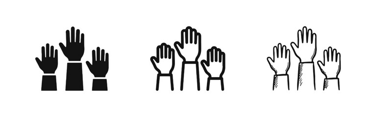 Fototapeta premium Raised Hands Volunteering and Voting Icons Graphic Set
