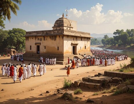 Pandharpur Vitthal Temple Chandrabhaga River Pilgrimage Crowd Warkari Devotees Maharashtra Real Scene