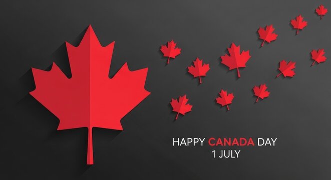 Happy canada day celebration with maple leaves