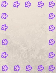 Rough textured paper design with purple floral border © Dhian