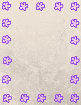 Rough textured paper design with purple floral border