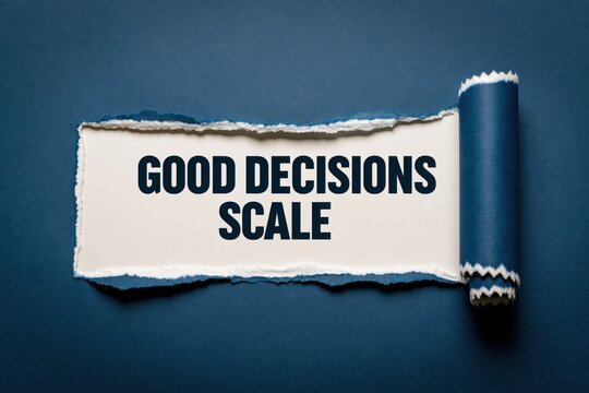 Good Decisions Scale business growth concept on paper