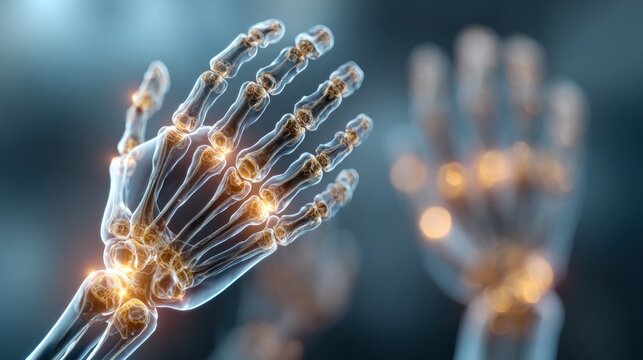 Transparent hand bones illustration