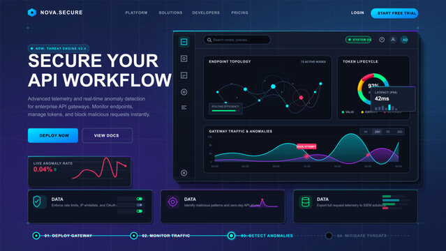 API security dashboard with workflow anomaly monitoring