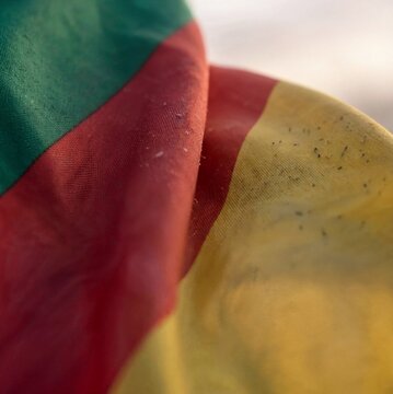 close up fabric flag of rio grande do sul from brazil