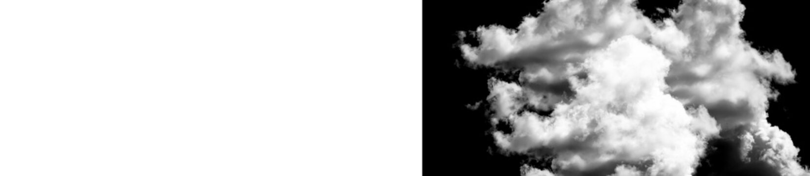 Dramatic white clouds on black background for design and decoration