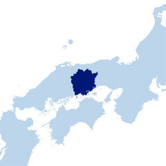 Fototapeta premium イラスト素材日本地図：岡山県,中国地方,山陽地方,都道府県 