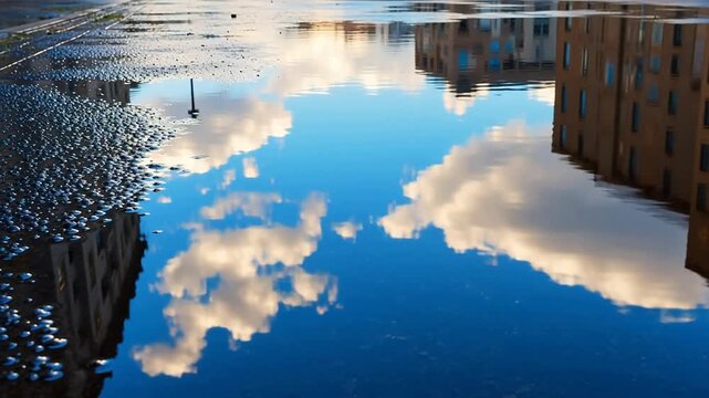Rain Puddle Sky Reflection