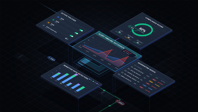 Data compliance monitoring dashboard with security alerts