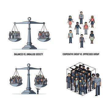Social Justice & Equality: Conceptual Illustrations of Balance and Oppression