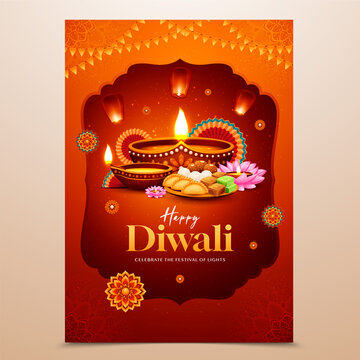 Diwali Diyas and Sweets Composition