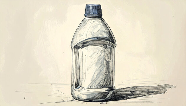 Water bottle pencil sketch