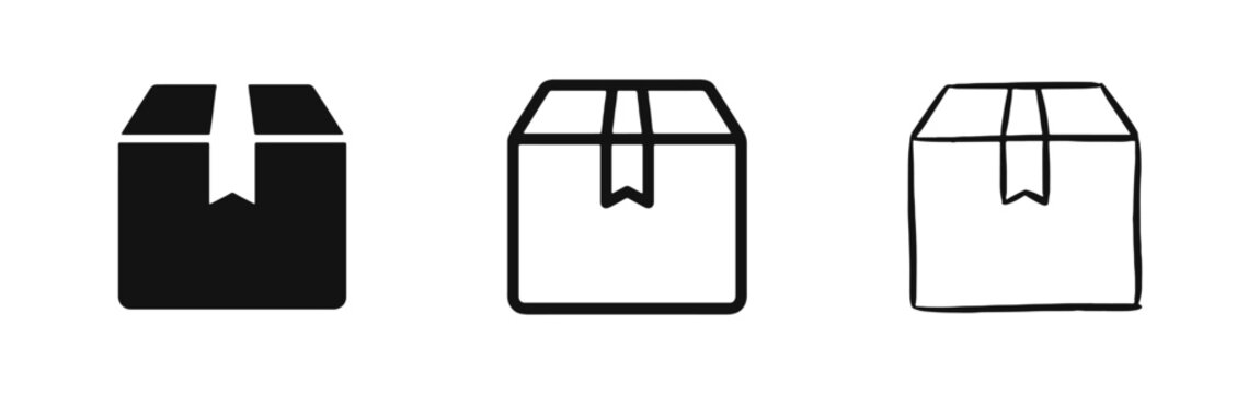 Shipping Cardboard Box and Parcel Package Icon for Delivery and Logistics