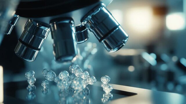 Scientific microscope observing research into molecular structures and cellular biology in a professional laboratory, aiding in advanced medical analysis and scientific discovery
