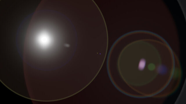 Cinematic Lens Flare Wide Dual Circle Dark Background 3D Render
