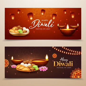 Horizontal Diwali Celebration Banner