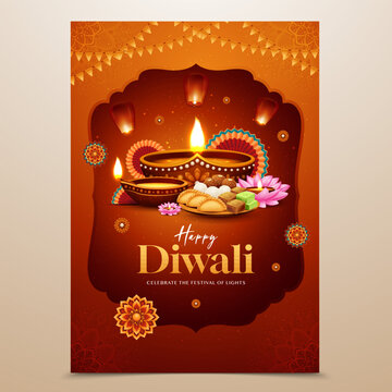 Diwali Diyas and Sweets Composition