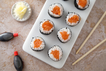Salmon maki rolls © marysckin