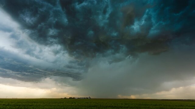 Dramatic storm cloud formation building menacing severe weather arrives