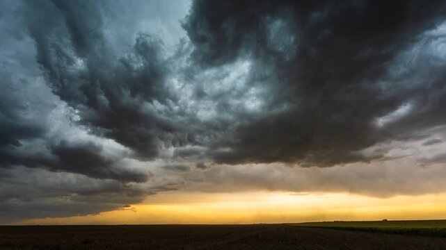 Dramatic rain storm clouds rolling in before intense stormy weather