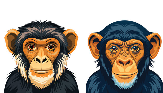 two monkey clipart vector illustration