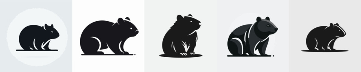Fototapeta premium Wombat Silhouette Vector Illustration