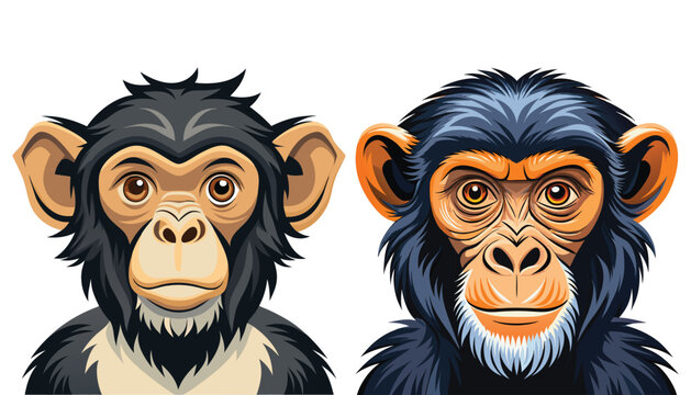 two monkey clipart vector illustration