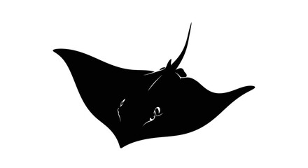 Black silhouette of a manta ray isolated on white background © verikans