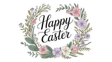 Happy easter celebration with colorful floral wreath design Vector © NURJAHAN