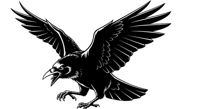 Black bird with outstretched wings