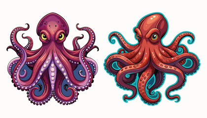 two octopus clipart vector illustration © Nayon