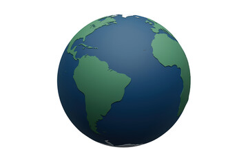 Obraz premium Earth globe 3d model with continents and oceans, showing north and south america and atlantic ocean, transparent background