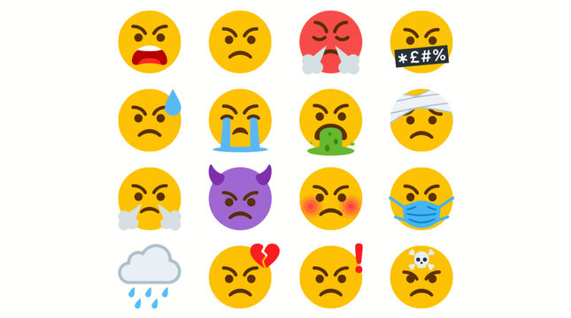 Collection of various emoticon faces.
