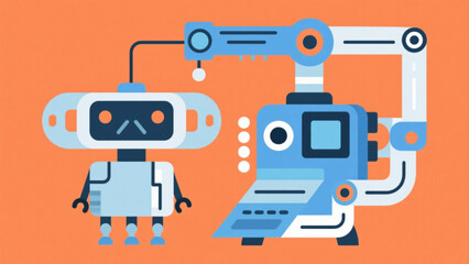Fototapeta premium AI machine learning technology vector illustration with futuristic neural network and intelligent data analysis system, idea for automation software and digital innovation concepts