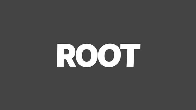 Minimal root typography smoothly animated on a neutral gray background, creating a modern and grounded visual ideal for nature, branding, and creative projects.