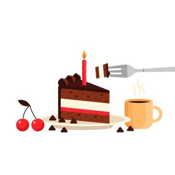 A slice of devils food cake with a candle for National Devils Food Cake Day