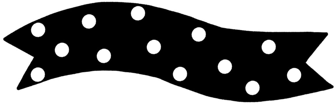 Black ribbon banner with white polka dots pattern