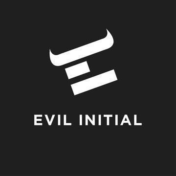 Abstract Evil Initial Letter E Logo Design on Dark Background