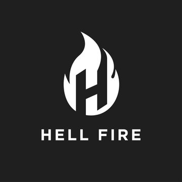Letter H flame logo design for Hell Fire brand on black background